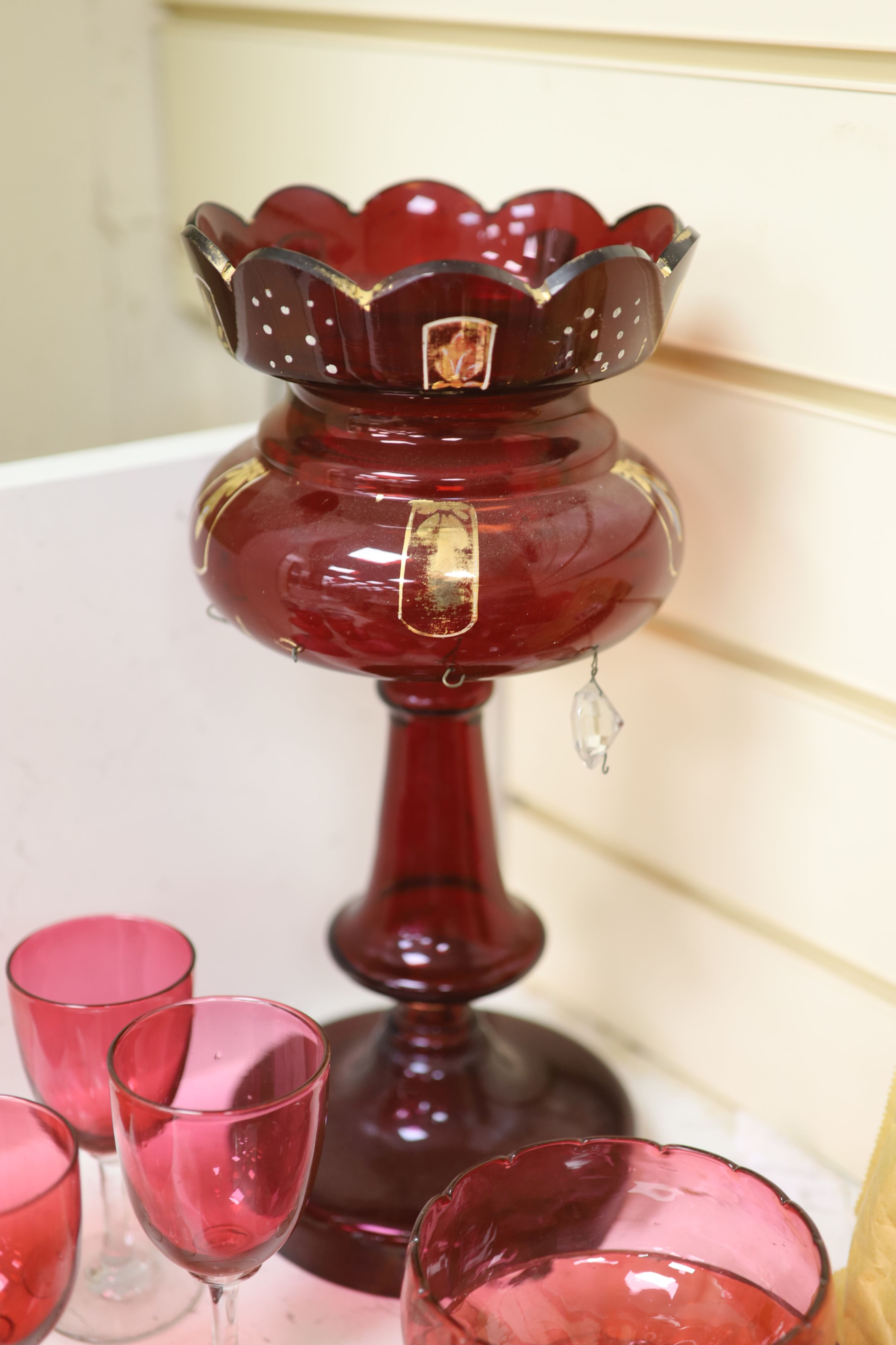 Assorted Victorian cranberry and ruby glassware